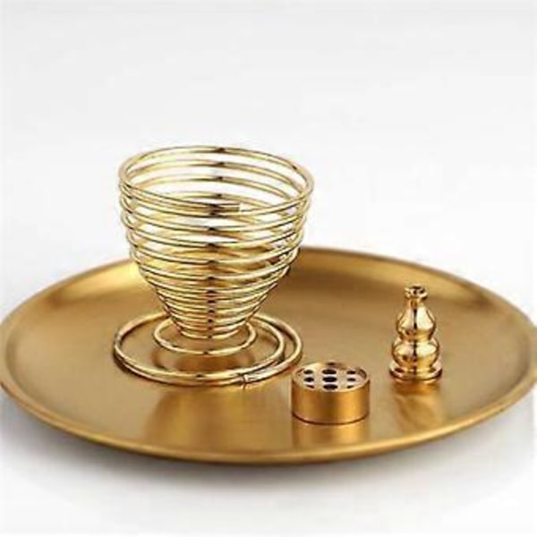 4 stk. Brænder, Røgelsesholder til Røgelsespinde/Spiralrøgelse/Røgelseskegler, Messing Askeopsamler til Meditation Yoga Rum