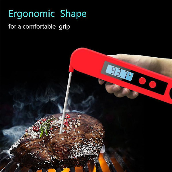 Ultra-rask grilltermometer med bakgrunnsbelysning og kalibrering digital steketermometer Bbq-termometer for kjøkken, utendørs matlaging, grilling