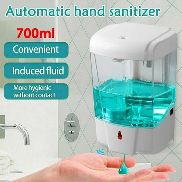 Automatisk sæbedispenser, 700 ml berøringsfri skum sæbedispenser med sensor, automatisk sæbedispenser til vægmontering til badeværelse, køkken, bad