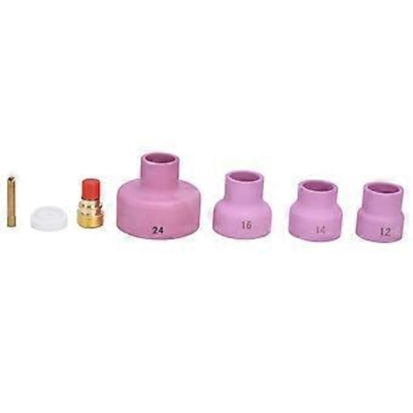 7 stk. TIG Gasslinse Kit Keramisk Kopp Elektrodeholder Kobling PTFE Frontdeksel for WP 9 20 25