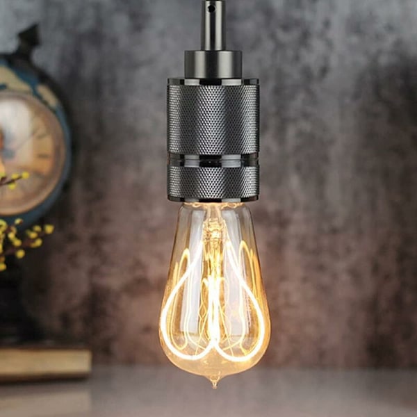 E27 Pendellampe Sockel Metall Pendel Seil 150 Retro Pendellampe Kobberkjede Messing Farge Kobber itular DIY Lampe Tilbehør Pendel（Svart）