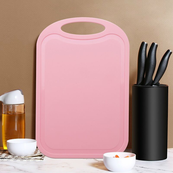Plastskärbräda Kött Grönsakskärbräda Anti-Överflöd Anti-Halk Med Hängande Hål Skärbräda Rosa