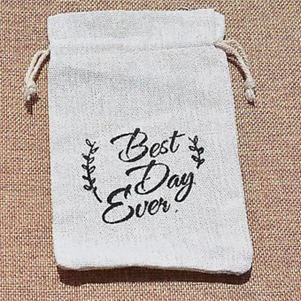 10 stk. trykte linned snørelukningsposer gave smykker ornament opbevaringspose 2