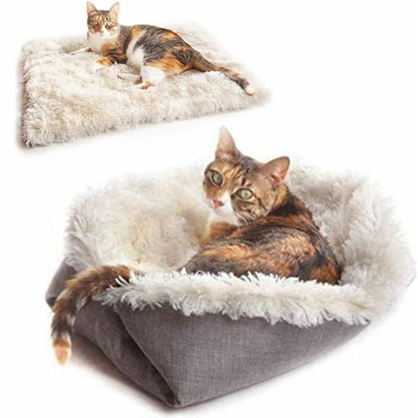 Supersoft inomhus katt- och hundsäng, 2 i 1 plysch kattkudde, valpsäng, 24\" x 20\"