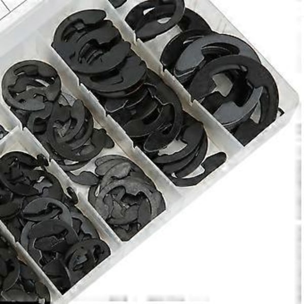 Svarte karbonstål snapringer interne E-sikringer circlip sett elastisk maskintilbehør