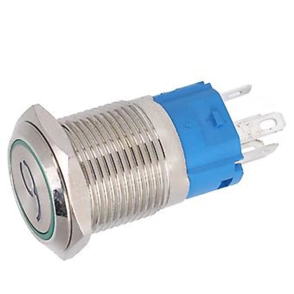 2 stk. Trykknapkontakt 16 mm Fladt Hoved Selv-Nulstillende, Grønt LED-lys, 24VDC, Vandtæt, Holdbar, Nem Installation, Ideel til DIY-Projekter,