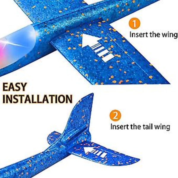 2 kpl LED-valo lentokone 48cm Heitto Vaahtomuovilennokki Ulkoiluurheilu Takapiha Syntymäpäiväjuhlat Lasten Parhaat Lahjat
