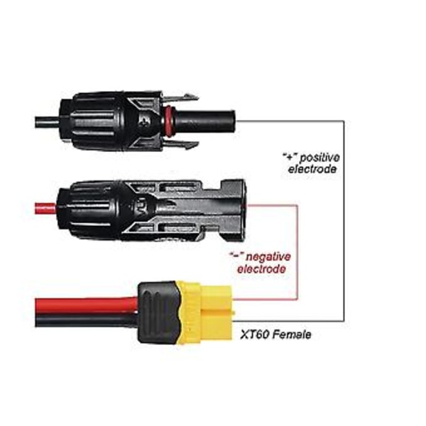 Eter 12awg Konnektor Ledning Xt60 Adapter Til Fe Solar Konnektor Forlænger Kabel Til Bærbar