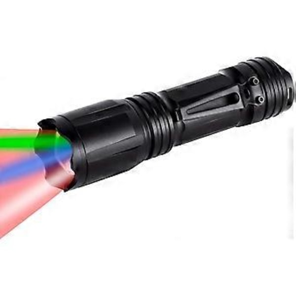 4-färgs 1 Multi-color Taktisk Ficklampa - Zoombar Jaktlampa (batterier ingår ej, 1-pack)