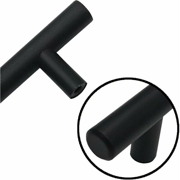 LaBlanc - 10 kpl T-tanko keittiön ovenkahvat vetimet (250 mm) - Ruostumaton teräs huonekalukahva reikäväli 160 mm - keittiökaappiin - musta