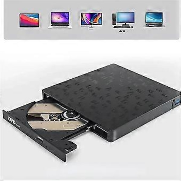 Extern CD/DVD-brännare DVD-enhet Spelare Optisk enhet med SD/TF & USB3.0-portar Optisk enhet för PC Laptop