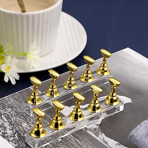 2 stk. Akryl Negle Display Stand Negle Tip Øvelsesholder, guld