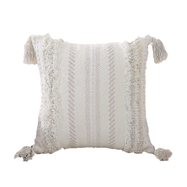 Bomulls Boho Lumbar Dekorative Pynteputer Trekk, Håndvevd Tuftet Og Dusket Pynteputer Trekk, For Sofa Seng, Soverom Og Stue