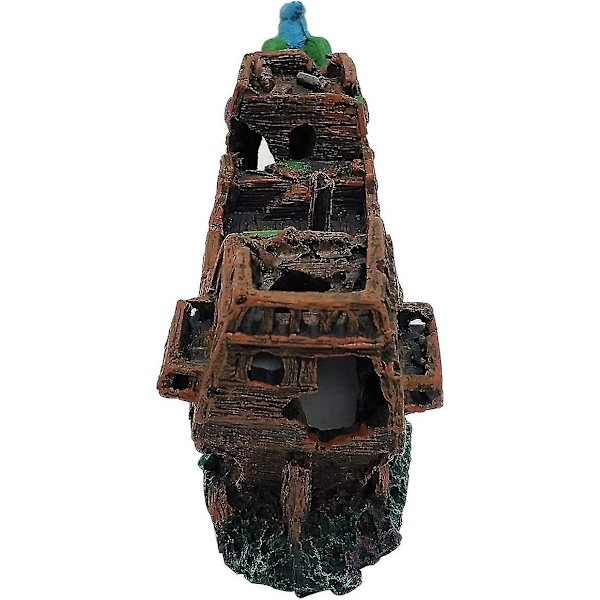 Akvarie Ornament 24x10x7 Cm Resin Tilbehør Akvarium Ornament (Skibsvrag) T-x