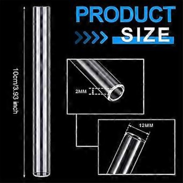 6 st 4 tum Klar Borosilikatglasrör 12 mm YD 8 mm ID 2 mm Tjocka Glasblåsningsrör med Rengöringsborste