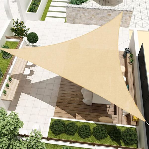 UV-skygge sejl - 2x2x2 Hdpe trekant solbeskyttelse - beige altan haveklud