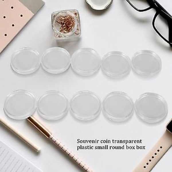 10 kpl Pieni pyöreä läpinäkyvä muovinen kolikkokapselilaatikko 33mm