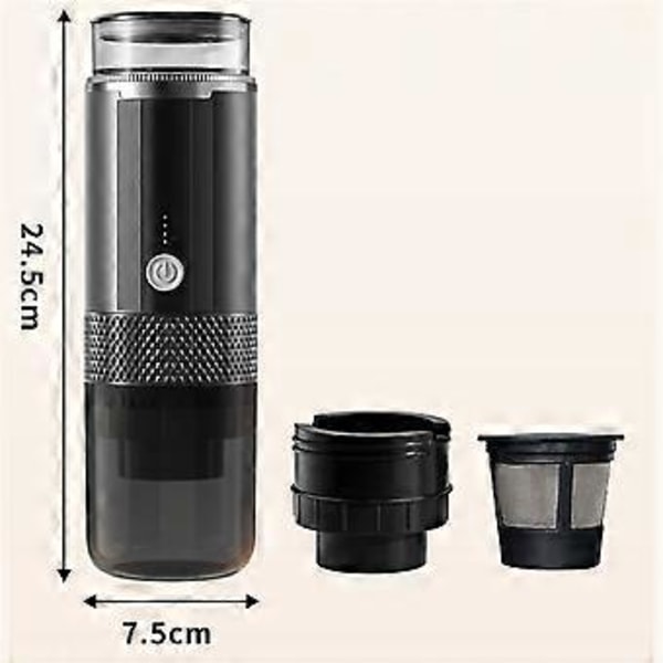 Kannettava espressokone langaton sähköinen kahvinkeitin 2 in 1 pieni matkaespressokone retkeilyyn toimistoon vaellukseen asuntoautoon
