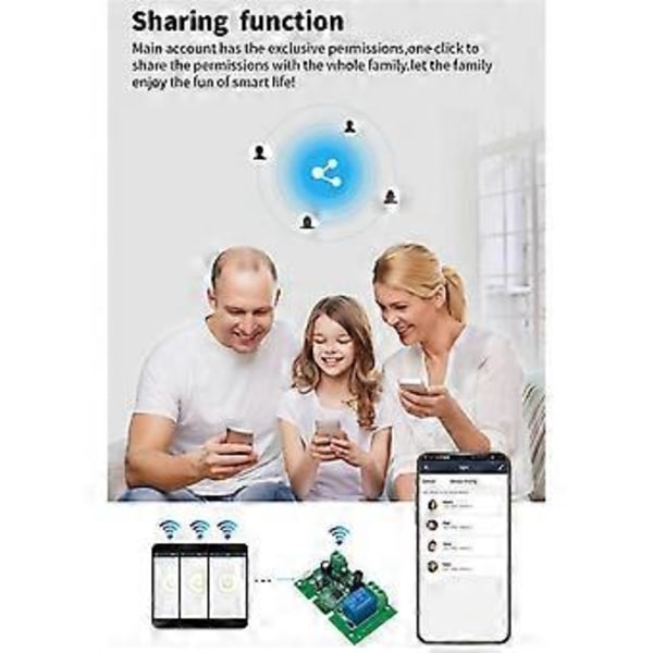 Älykäs WiFi-relekytkinmoduulisarja, Inching Self-Locking Interlocking -moduuli 1-tie AC85-250V kotelolla ja kaukosäätimellä