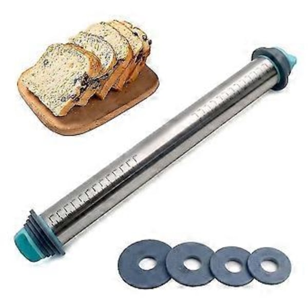 Kagerulle til bagning med aftagelige ringe, justerbar dejrulle i rustfrit stål til småkager, kager, kiks, wienerbrød, tærter, pasta, nudler og dumplingdej