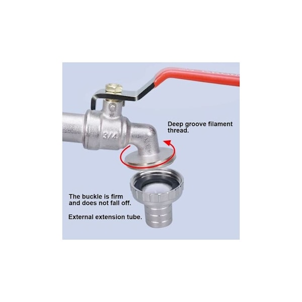 IBC 3/4 avløp med slangekobling og adapter. Grov gjenge S60X6 adapter for 1000L IBC avløpstank.