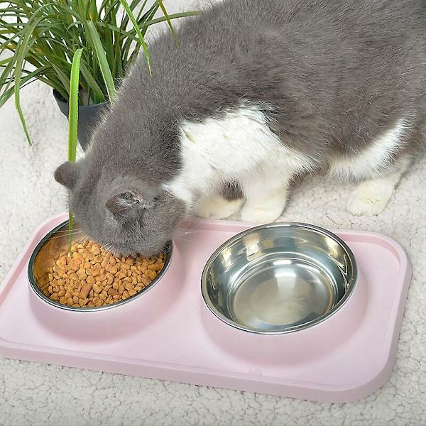 Vandtæt skridsikker kæledyr dobbelt skål med måtte fodring bakke forsyninger kæledyr fodring silikone mad måtte hund placemat feeder skål Grøn