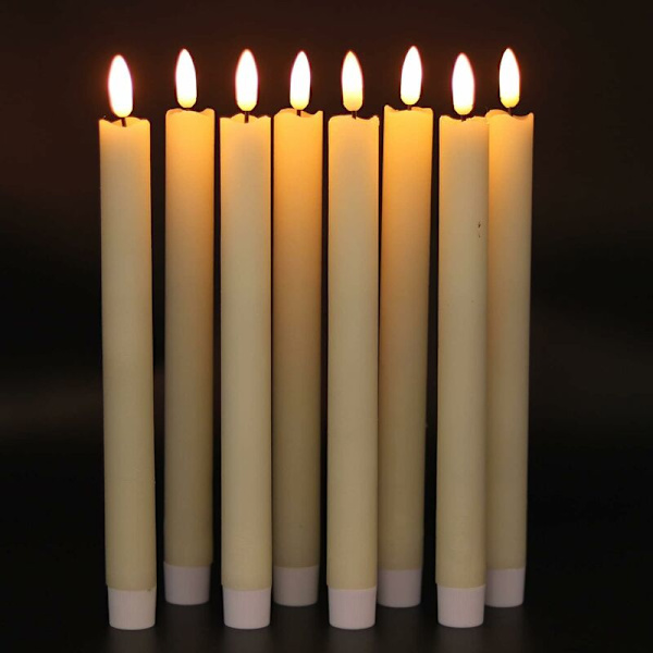 Set med 6 flimrande flamlösa kronljus med 10-knappars fjärrkontroll, batteridriven, 3D-veke, fönsterljus av äkta vax, juldekoration