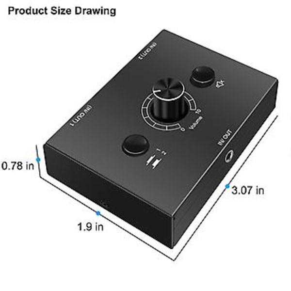 Stereo Audio Switch Audio Switcher 2 Indgang 1 Udgang / 1 Indgang 2 Udgang Audio