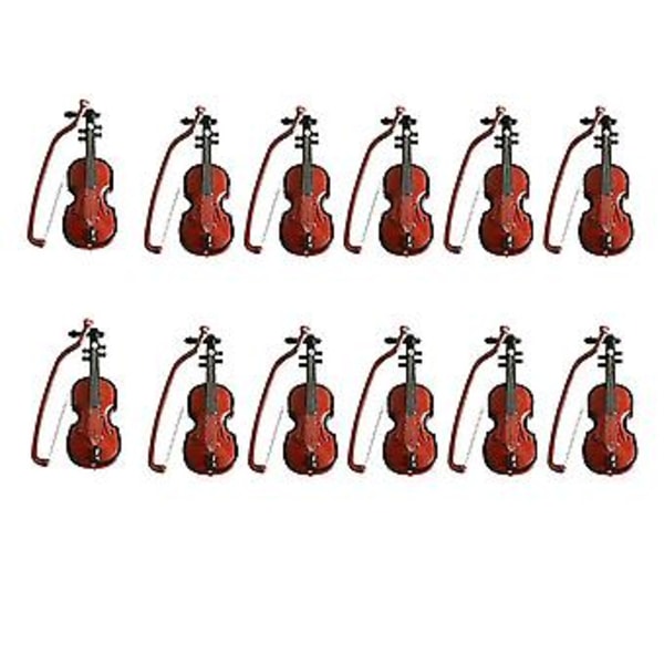 12 Sett Mini Fiolin Julefiolin Modell Skrivebordsinstrument Pynt Mini Fiolin Ornamenter Chris