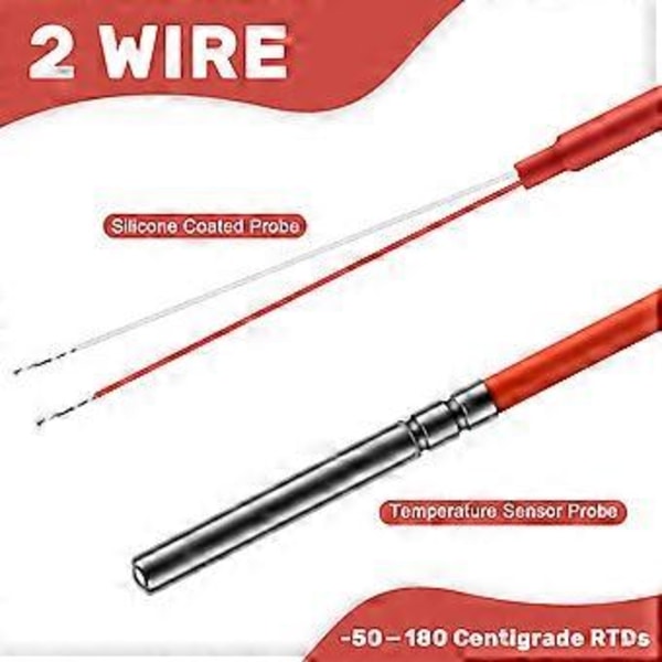 2-leder PT1000 Temperatursensor Termistor Silikone Gel Belagt 1,5 Meter Probe 45mm x 5mm -50-180 Grader Celsius RTD'er