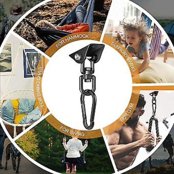 Kuistin keinun ripustussarja, 360 astetta pyörivä 1200 Lb:n kantavuuden ripustin (2 kpl)