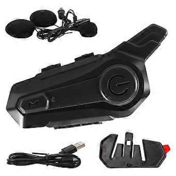 Motorcykel Bluetooth Hjälm Intercom Universell Parkoppling Vattentät Interfon Headset med CNC Brusreduceringsfunktion B