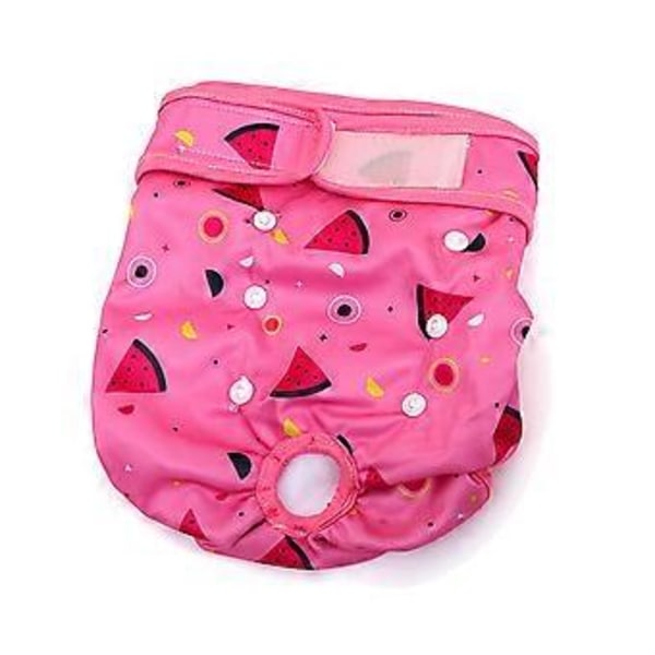 Fysiologiske bukser til kæledyr, åndbare, lækagesikre, justerbare, vaskbare hygiejnebukser til hunde, til hjemmet, udendørs, pink vandmelon-look, M