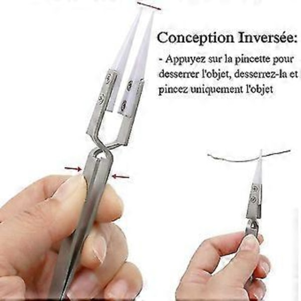3-pack Antistatiska Keramiska Pincetter Inverterade Pincetter Precisions Värmebeständiga Pincetter