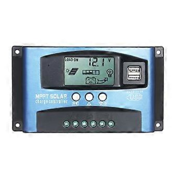 MPPT Solar Charge Controller Dobbelt USB Solar Controller Smart LCD-skærm MPPT Tracking 5V/2A Dobbelt USB-udgang 12V/24V Automatisk Identifikation