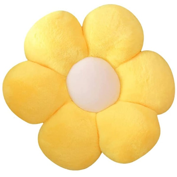 Flower Plush Throw Pillows, Flower Floor Pillow Seating Cushion Toy for Reading, Room, Watching TV (19.7")-Yellow-2