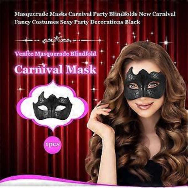 1-pack Pojkar Maskeradmasker Karneval Party Ögonbindlar Nya Karneval Fancy Kostymer Sexiga Partydekorationer Svart