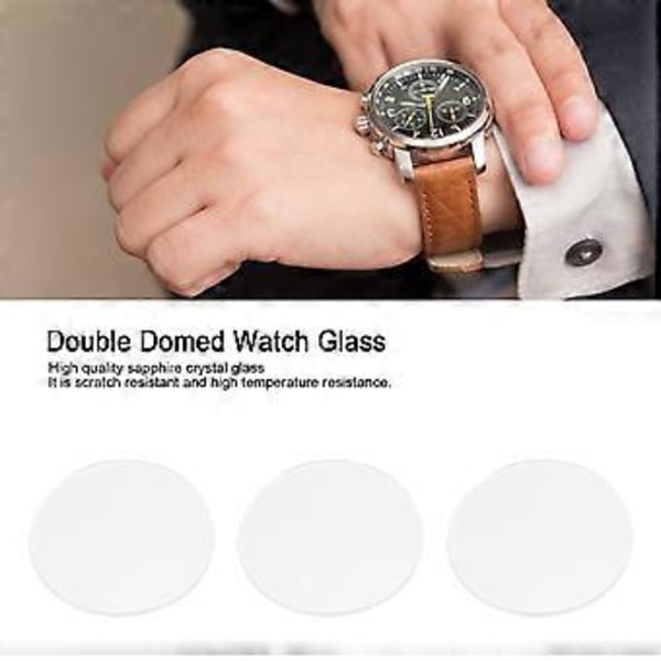 3 st 37,5 mm 38,5 mm Dubbelvälvda Urglas Linser Glas Ersättningsdelar för Urmakare Reparation