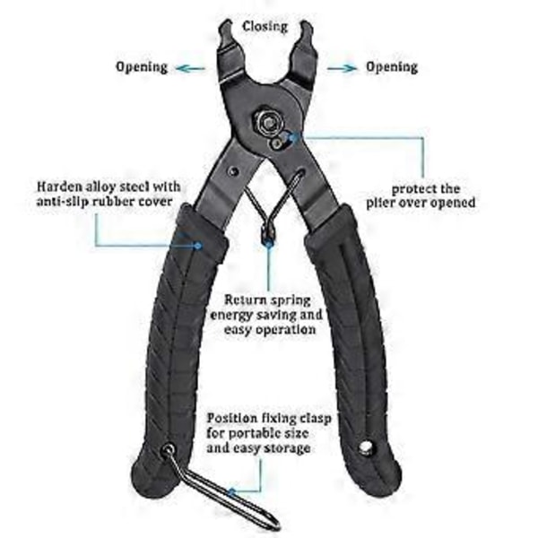 Cykelkædeled Tang Klemme Splitter Anti-Slip Håndtag Cykelkæde Klemme Multi Led Tang Fjernelse Reparationshåndværktøj