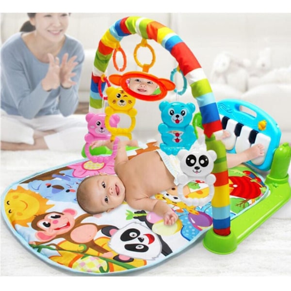 Baby Play Mat, Krypende Teppe med Lek Bue og Fot Piano, Baby Play Teppe, Baby Krybbe, Musikalsk Aktivitets Gym