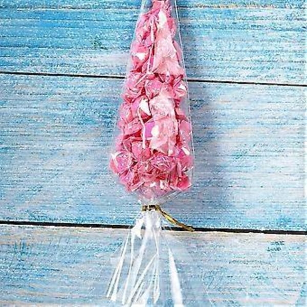200 kpl Karkkipusseja Sellofaani Popcorn-pussit Kartio Keksi Säilytyspussit Kultaisilla Kierrenauhoilla Häät Syntymäpäiväjuhlat