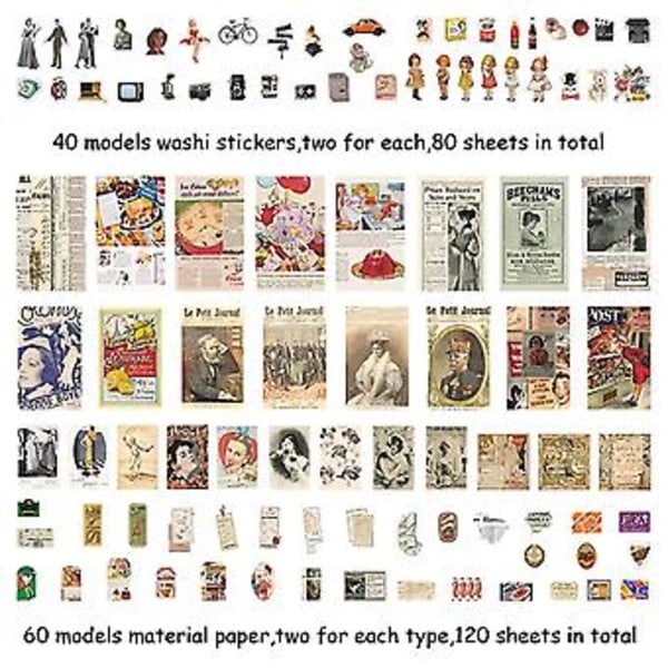 400 stk. Scra Journaling Vinta Scrap Washi Klistermærker Til Kunsthåndværk