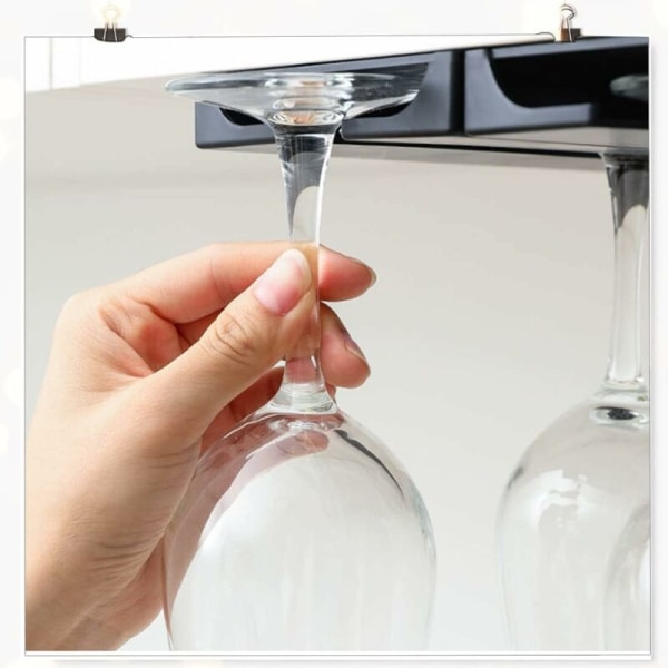 Hängande vinglasställ - Ingen borrning krävs, stor kapacitet, hängande ställ för vinglas, för kök bar, 25,3112 cm (svart, 2)