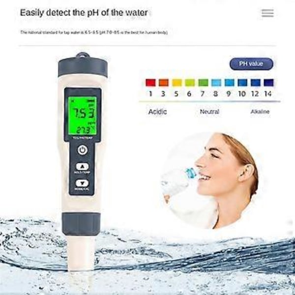 3 i 1 Vattenkvalitetstestpenna TDS/PH/TEMP PH-mätare Multiparameter Bältes Vattenkvalitetsanalysator