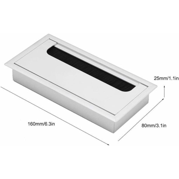 Fyrkantig kabelgenomföring för infällnad i skrivbord, kabelorganisatör i aluminium, kabelpassage