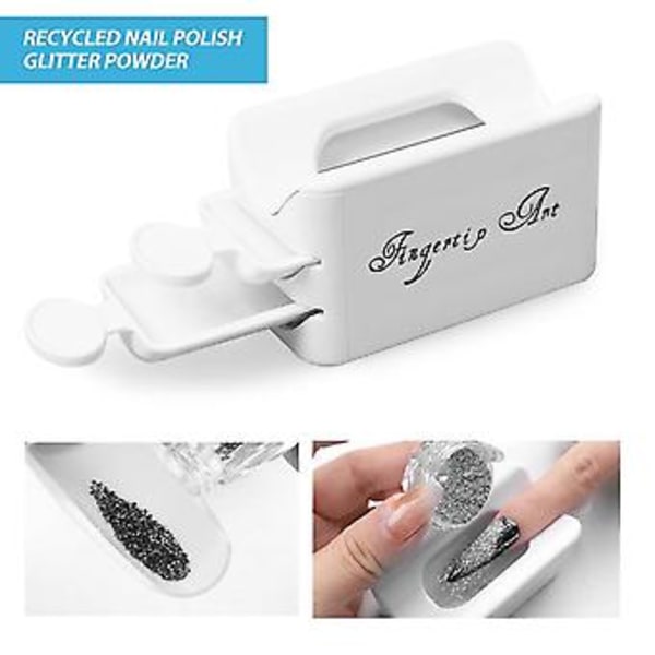 Bärbar Återvinningsbricka för Dippning Nagelverktyg Dubbellager Bekväm Låda för Nagelsmycken Diamanter