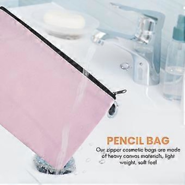 12-pack Rosa Sminkväska i Canvas, Kosmetikväskor i Bulk med Flerfärgad Dragkedja, Canvas Dragkedja Pennfodral, DIY Hantverk