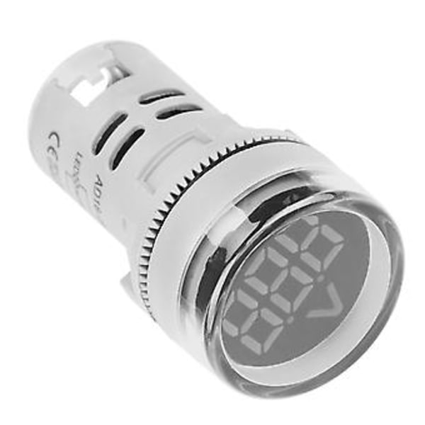 Rund LED Signallampe AC Digital Display Voltmeter Indikator (hvid)