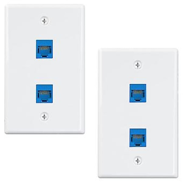 2-pack 2 Port Ethernet Vägguttag, Rj45 Cat6 Hona Till Hona Jack Inline Kopplingsplattor, 2-po