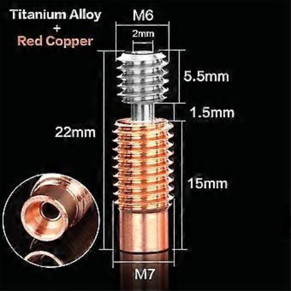 Bi-Metall V6 Titanlegering Hals Bimetall Varmebryter Hals Hotend Varmeblokk